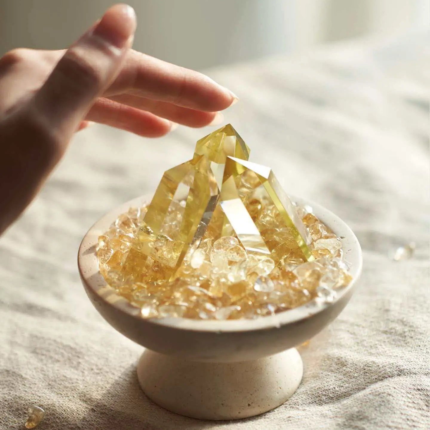 Natural Citrine Crystal Column (with Base) | Wealth-Attracting Feng Shui Ornament