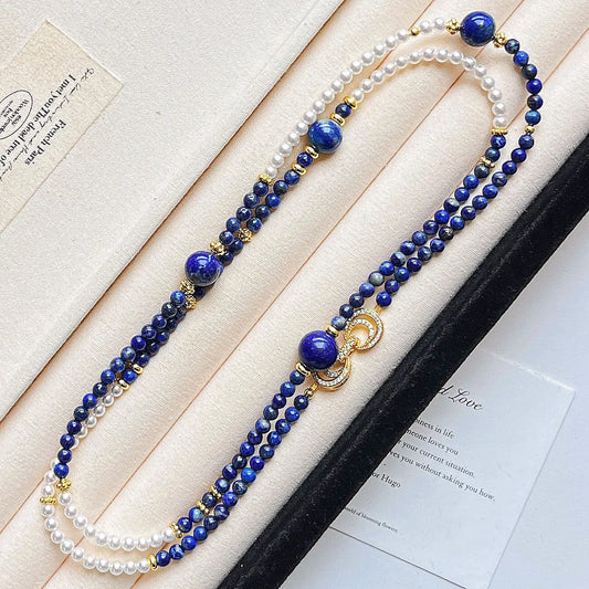 Vintage Lapis Lazuli & Pearl Necklace | Premium Choker