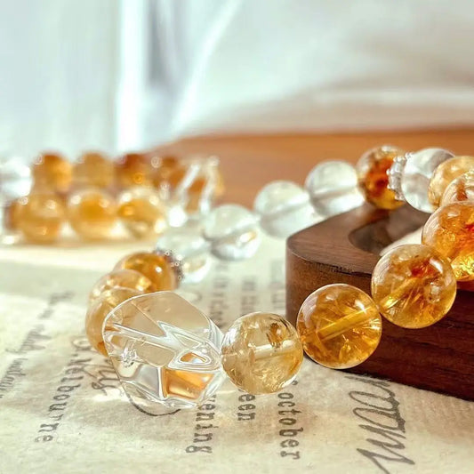 Retro Maillard Natural Citrine & White Crystal Bracelet