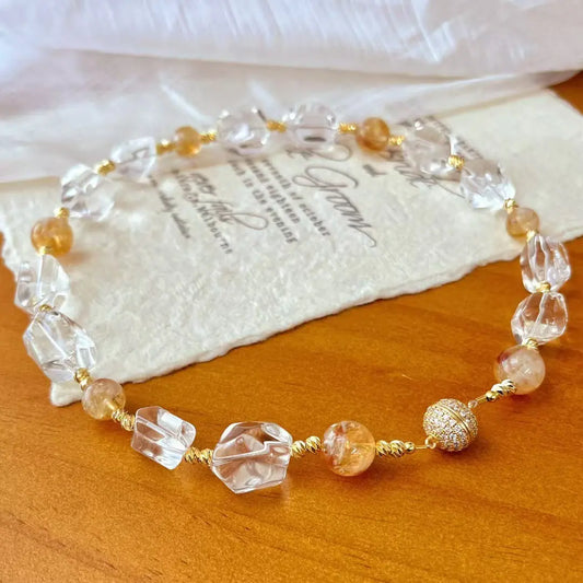 Maillard Natural Yellow & White Crystal Necklace