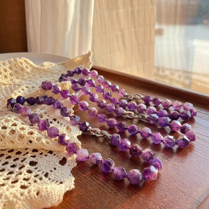 Women's Uruguayan Amethyst Necklace | 12mm Irregular Beads
