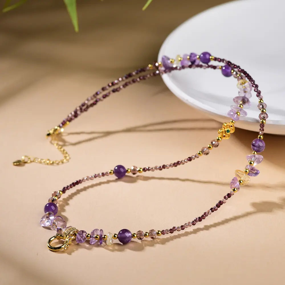 🔮Amethyst  Necklace - Natural Crystal Healing Pendant