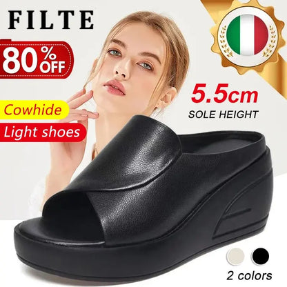 【30% ZNIŻKI】🔥[Obcas 5,5 cm] 【35-42】Sandały na koturnie z miękką podeszwą