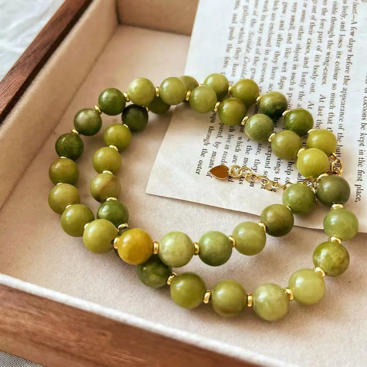 Vintage Natural Southern Jade "Starry Sky" Collarbone Necklace
