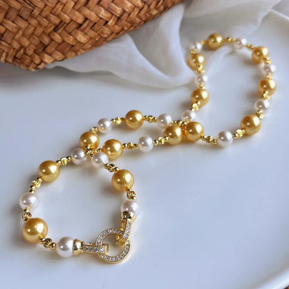 Quiet Luxury Faux- Pearl Necklace with Dual-Clasp