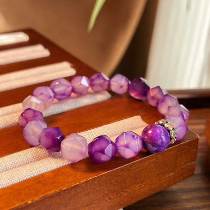 Natural Purple Cherry Blossom Agate Bracelet | Healing Crystal Jewelry