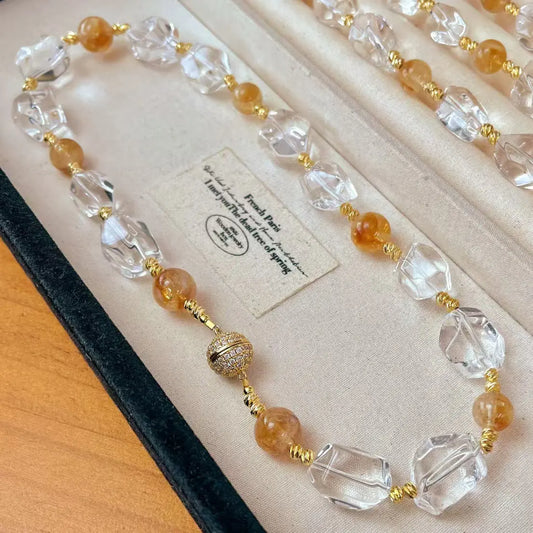 Maillard Natural Yellow & White Crystal Necklace