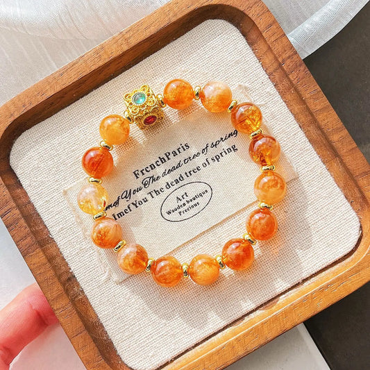 10mm Natural Citrine Bracelet | Premium Autumn & Winter Maillard Style