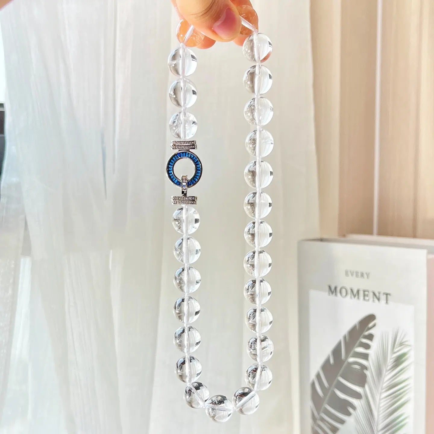 Basic 14mm Natural White Crystal Clavicle Necklace | Minimalist Jewelry