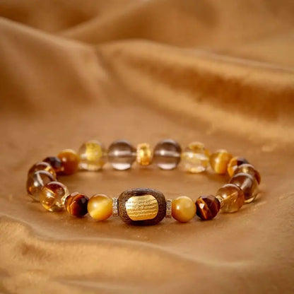 Citrine Tiger Eye Agarwood Bracelet | Year of the Horse Good Luck