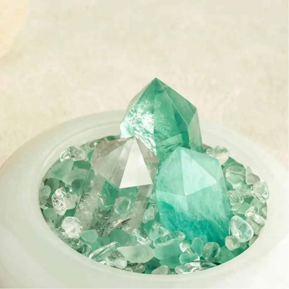 Natural Green Fluorite Crystal Pyramid - Healing Meditation Stone