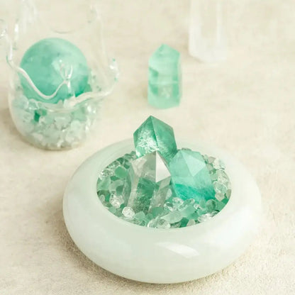 Natural Green Fluorite Crystal Pyramid - Healing Meditation Stone