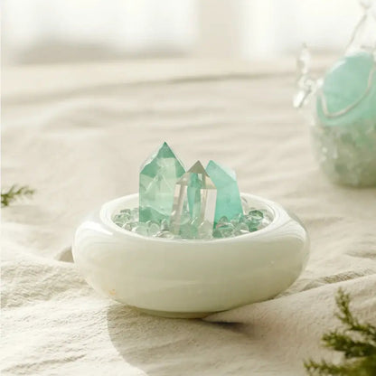 Natural Green Fluorite Crystal Pyramid - Healing Meditation Stone