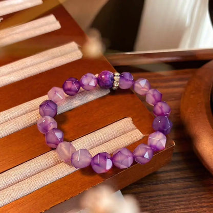 Natural Purple Cherry Blossom Agate Bracelet | Healing Crystal Jewelry