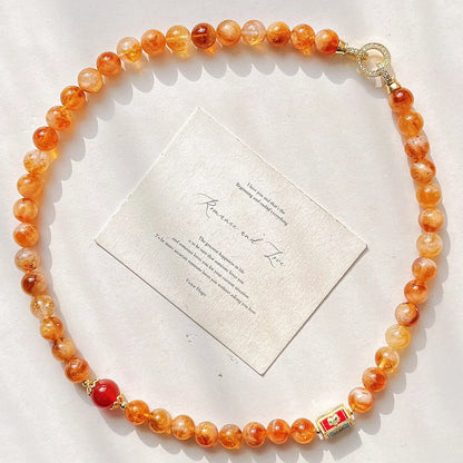 10mm Natural Citrine Necklace | Autumn Winter Maillard Style Choker