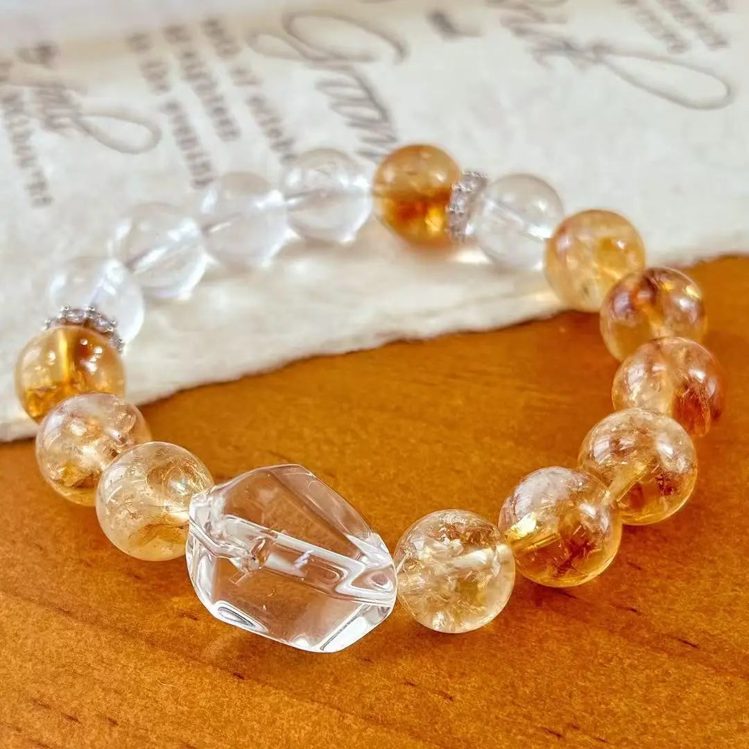 Retro Maillard Natural Citrine & White Crystal Bracelet