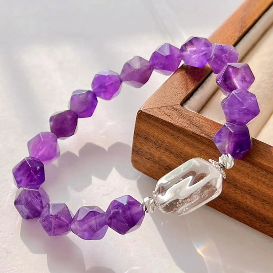 Vintage Amethyst & White Crystal Bracelet - Versatile Everyday Jewelry