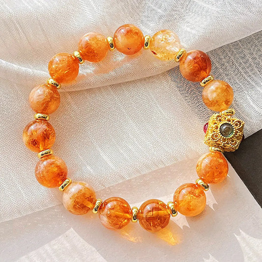 10mm Natural Citrine Bracelet | Premium Autumn & Winter Maillard Style