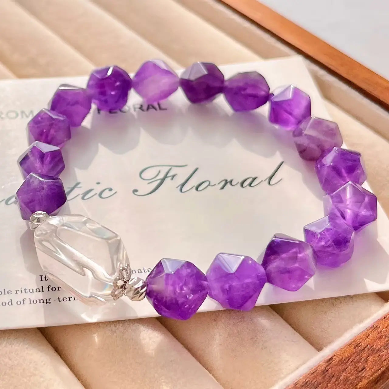 Vintage Amethyst & White Crystal Bracelet - Versatile Everyday Jewelry