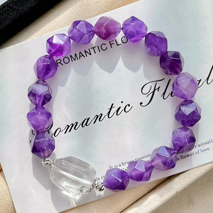 Vintage Amethyst & White Crystal Bracelet - Versatile Everyday Jewelry