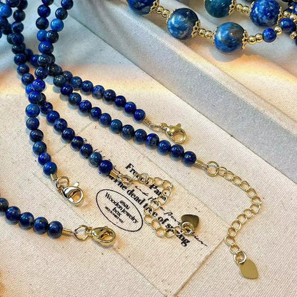 Vintage Lapis Lazuli & White Crystal Necklace | Elegant Choker