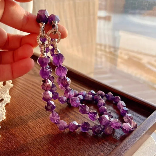 Women's Uruguayan Amethyst Necklace | 12mm Irregular Beads