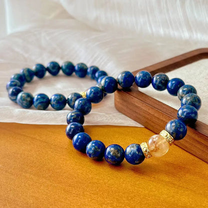 Vintage Lapis Lazuli & Citrine Bracelet | Natural Gemstone Silver Jewelry