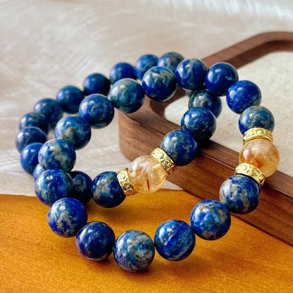 Vintage Lapis Lazuli & Citrine Bracelet | Natural Gemstone Silver Jewelry