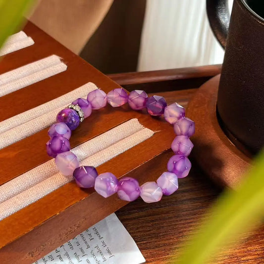 Natural Purple Cherry Blossom Agate Bracelet | Healing Crystal Jewelry