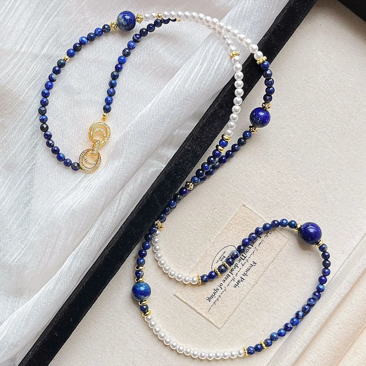 Vintage Lapis Lazuli &  Pearl Necklace | Premium Choker