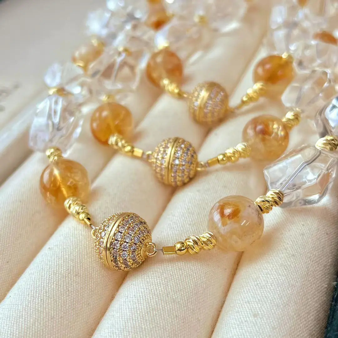 Maillard Natural Yellow & White Crystal Necklace
