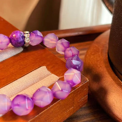 Natural Purple Cherry Blossom Agate Bracelet | Healing Crystal Jewelry