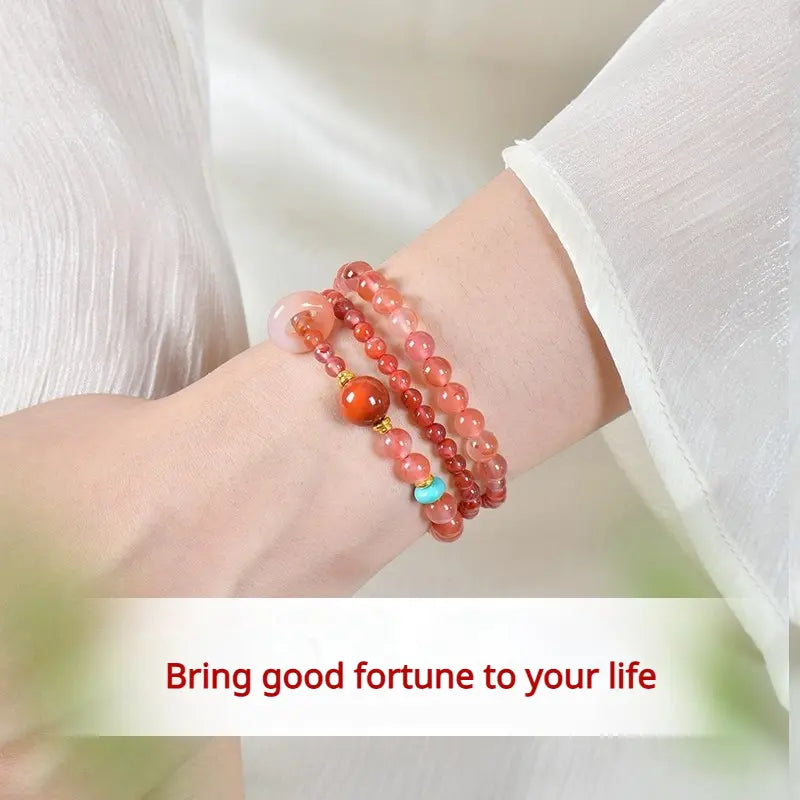 🟠Exquisite Agate & Crystal Multi-Wrap Bracelet for Good Fortune
