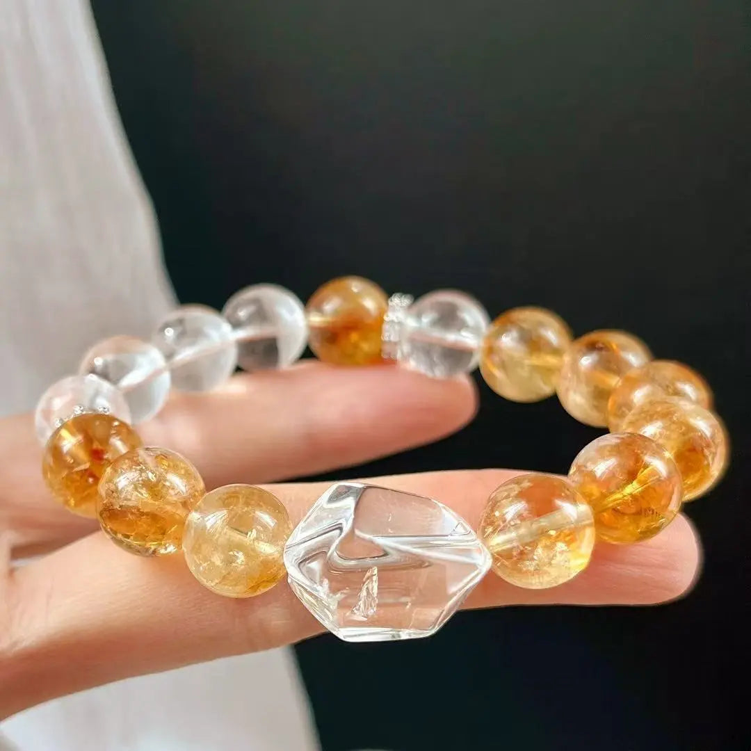 Retro Maillard Natural Citrine & White Crystal Bracelet