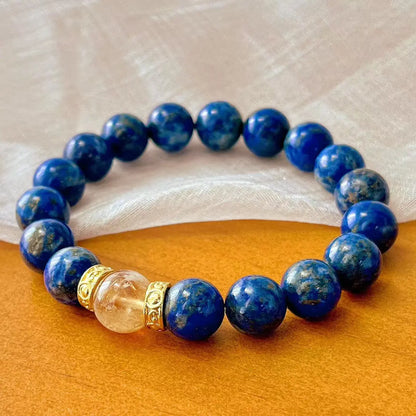 Vintage Lapis Lazuli & Citrine Bracelet | Natural Gemstone Silver Jewelry