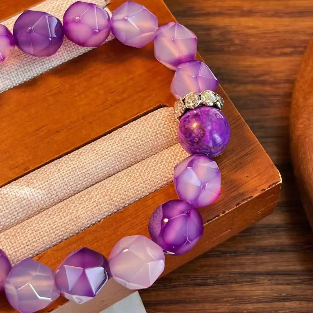 Natural Purple Cherry Blossom Agate Bracelet | Healing Crystal Jewelry