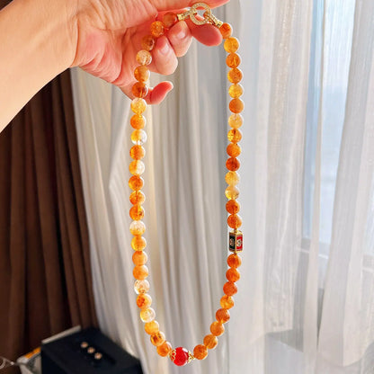10mm Natural Citrine Necklace | Autumn Winter Maillard Style Choker