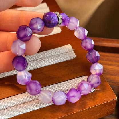 Natural Purple Cherry Blossom Agate Bracelet | Healing Crystal Jewelry