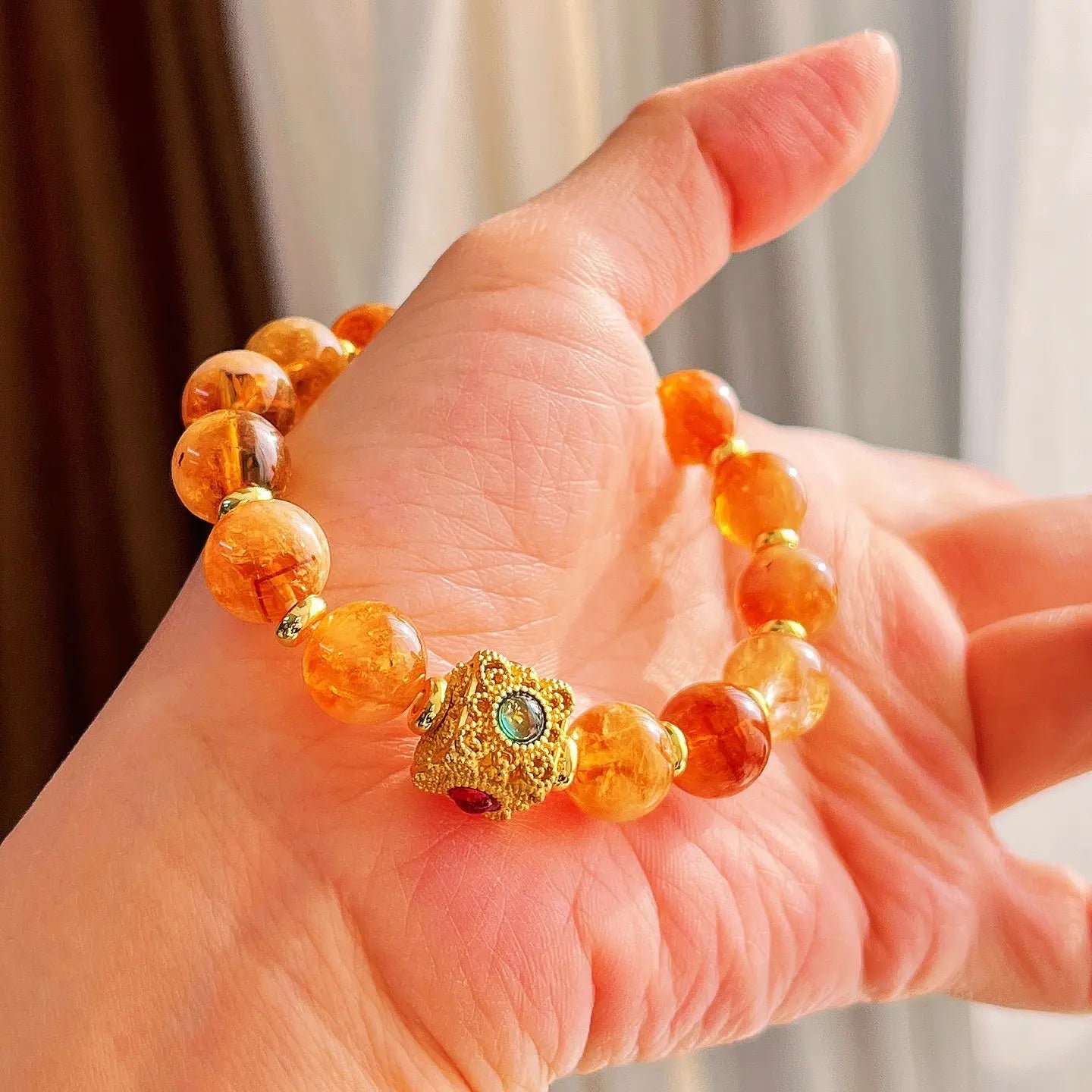 10mm Natural Citrine Bracelet | Premium Autumn & Winter Maillard Style