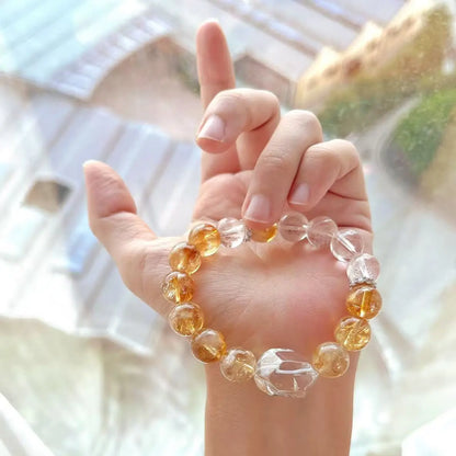 Retro Maillard Natural Citrine & White Crystal Bracelet