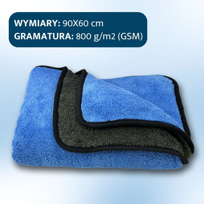 🚗Bezsmugowy ręcznik z mikrofibry 90×60 cm, 500 g/m² – do osuszania auta