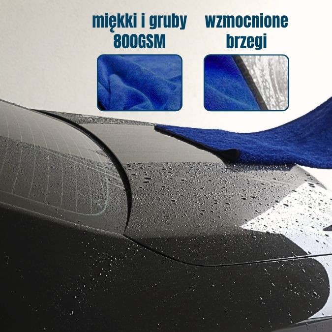 🚗Bezsmugowy ręcznik z mikrofibry 90×60 cm, 500 g/m² – do osuszania auta