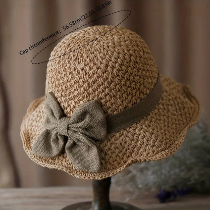 🏖️👒Elegancki słomkowy kapelusz z plecionym brzegiem i kokardką