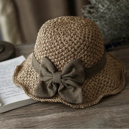 🏖️👒Elegancki słomkowy kapelusz z plecionym brzegiem i kokardką