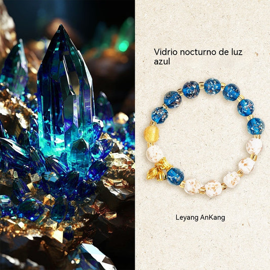 🌙 Efecto fosforescente 💑 Pulsera de cristal "Amor a través de dos vidas" - brilla en la oscuridad