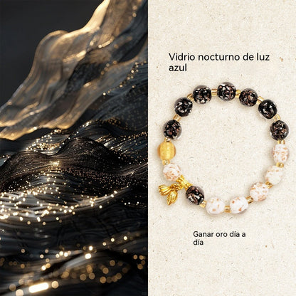 🌙 Efecto fosforescente 💑 Pulsera de cristal "Amor a través de dos vidas" - brilla en la oscuridad
