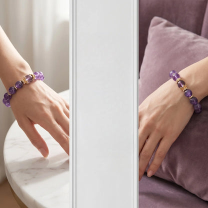 🔮Handmade Amethyst Healing Crystal Bracelet for Women | Real Gemstone Jewelry